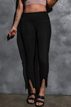 Load image into Gallery viewer, Black Rib Knit High Waist Slit Leggings