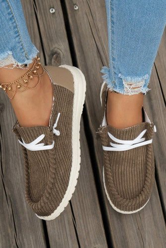 Coffee Comfy Ribbed Casual Slip Ons:PO