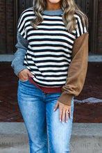 Load image into Gallery viewer, Suzanna  Striped Panels Colorblock Sleeve Chic Sweater : Preorder( tat3/5wks)
