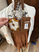 Load image into Gallery viewer, Sunflowers Handtooled leather &amp; Hide card holder with cash slot
