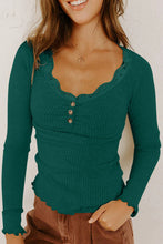 Load image into Gallery viewer, Karoline Neckline Button Ribbed Top
