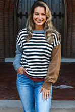 Load image into Gallery viewer, Suzanna  Striped Panels Colorblock Sleeve Chic Sweater : Preorder( tat3/5wks)
