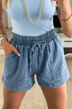 Load image into Gallery viewer, 🖤 PRE-ORDER🖤 Heather Dusk Blue Elastic Waist Denim Shorts
