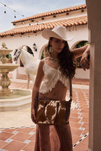 Load image into Gallery viewer, PREORDER~ Western Belle Leather Bag In Hairon Chestnut &amp; Pearl Glow
