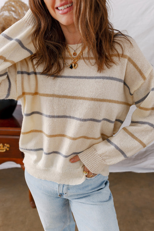 Ribbed Edge Drop Shoulder Sweater: Preorder( tat3/5wks)