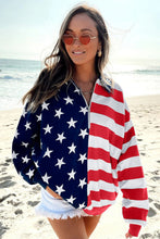 Load image into Gallery viewer, 🖤 PRE-ORDER🖤 JINGER Stars &amp; Stripes Zipped/Collared Oversized Sweatshirt
