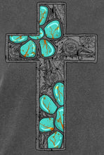 Load image into Gallery viewer, Turquoise Gems Cross Tshirt (comfort colors) ￼
