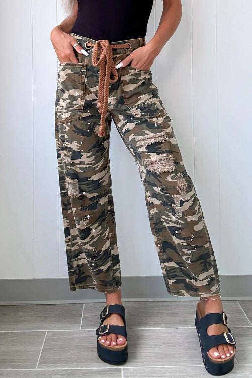 Camouflage, Splashed & Distressed Fashion Pants