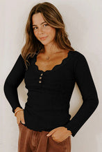 Load image into Gallery viewer, Karoline Neckline Button Ribbed Top
