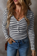 Load image into Gallery viewer, ⚡️🪩 🏁 P*r*E*o*R*d*E*r*S 🏁 🪩 ⚡️  Medium Grey Slim Fit Buttoned V Neck Long Sleeve Top
