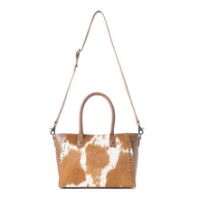 Load image into Gallery viewer, PREORDER~ Western Belle Leather Bag In Hairon Chestnut &amp; Pearl Glow
