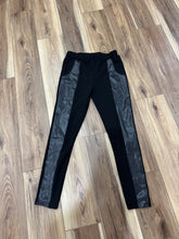 Load image into Gallery viewer, Stretchy black leggings with vegan leather panels
