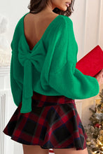 Load image into Gallery viewer, Festive Bow Backless Bubble Sleeve Sweater
