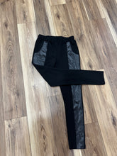 Load image into Gallery viewer, Stretchy black leggings with vegan leather panels
