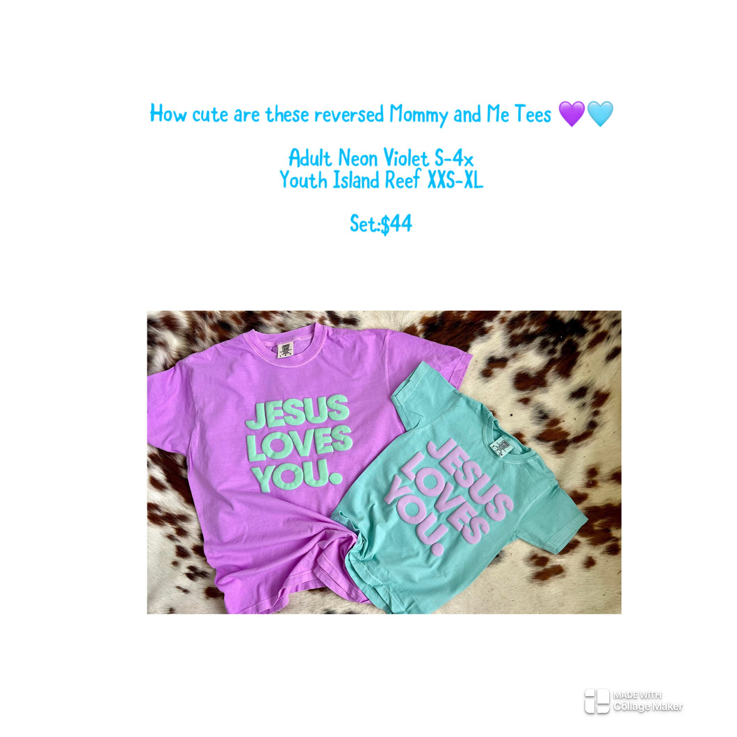 Mom & Me Jesus Loves you Matchy Set Tee Preorder: close 6/26@mid ~set is $44( just add adult & youth to cart & it’s auto)