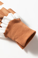 Load image into Gallery viewer, Khaki Leopard Striped Patchwork Loose Sweatshirt
