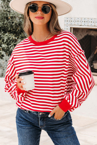 Torie Exposed Seam Drop Shoulder Casual Pullover Top: Preorder( tat3/5wks)