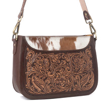 Load image into Gallery viewer, 🩷PRE-ORDER🩷 Copper Crest Handtooled Hairon Leather Clutch In Saddle Walnut
