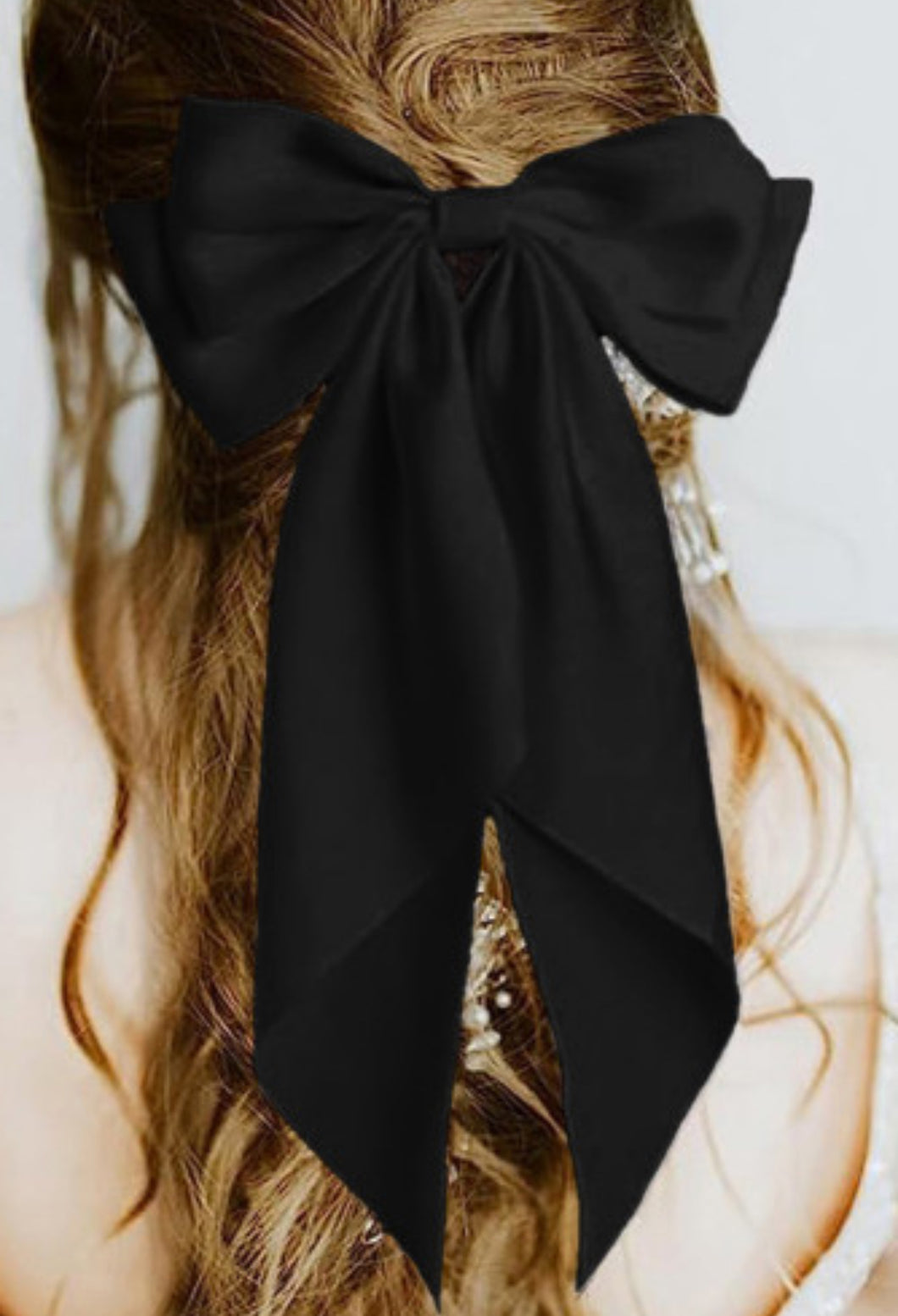 Blk Oversized Bowknot Satin Hair Clip~ 3 pack