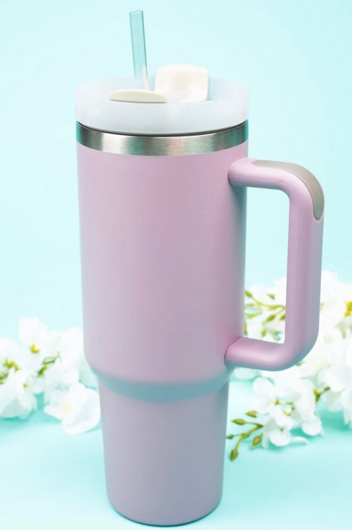 Lilac Matte Stainless Steel Handled Tumbler