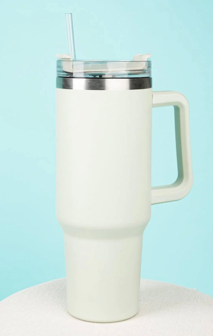 Sea Mist Matte Stainless Steel Handled Tumbler