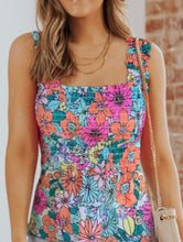 Load image into Gallery viewer, Multicolor Floral Print Smocked Tank
