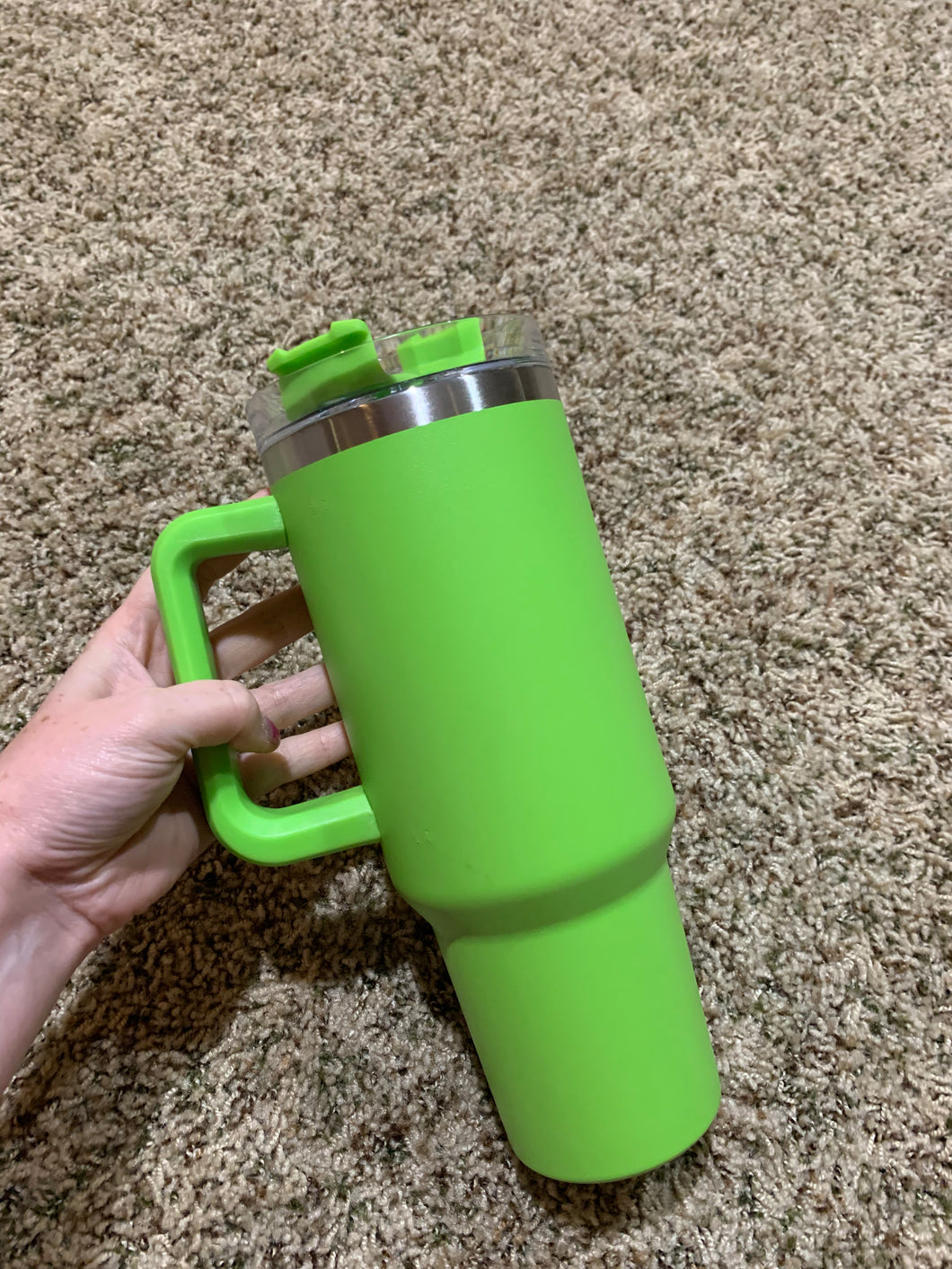 Green Matte Stainless Steel Handled Tumbler